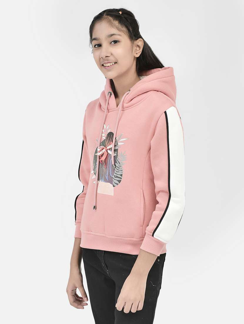 Chest Print Hood Neck Sweatshirt - 20296448 -  Standard Image - 1