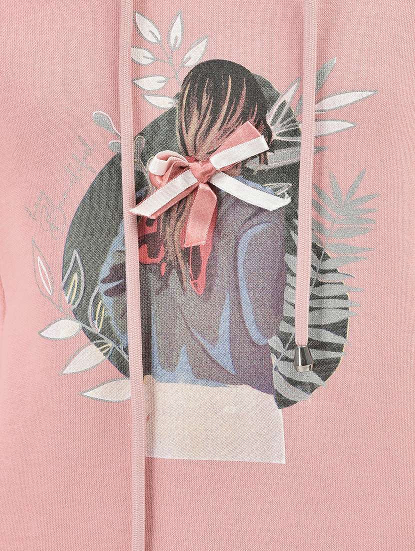 Chest Print Hood Neck Sweatshirt - 20296448 -  Standard Image - 4