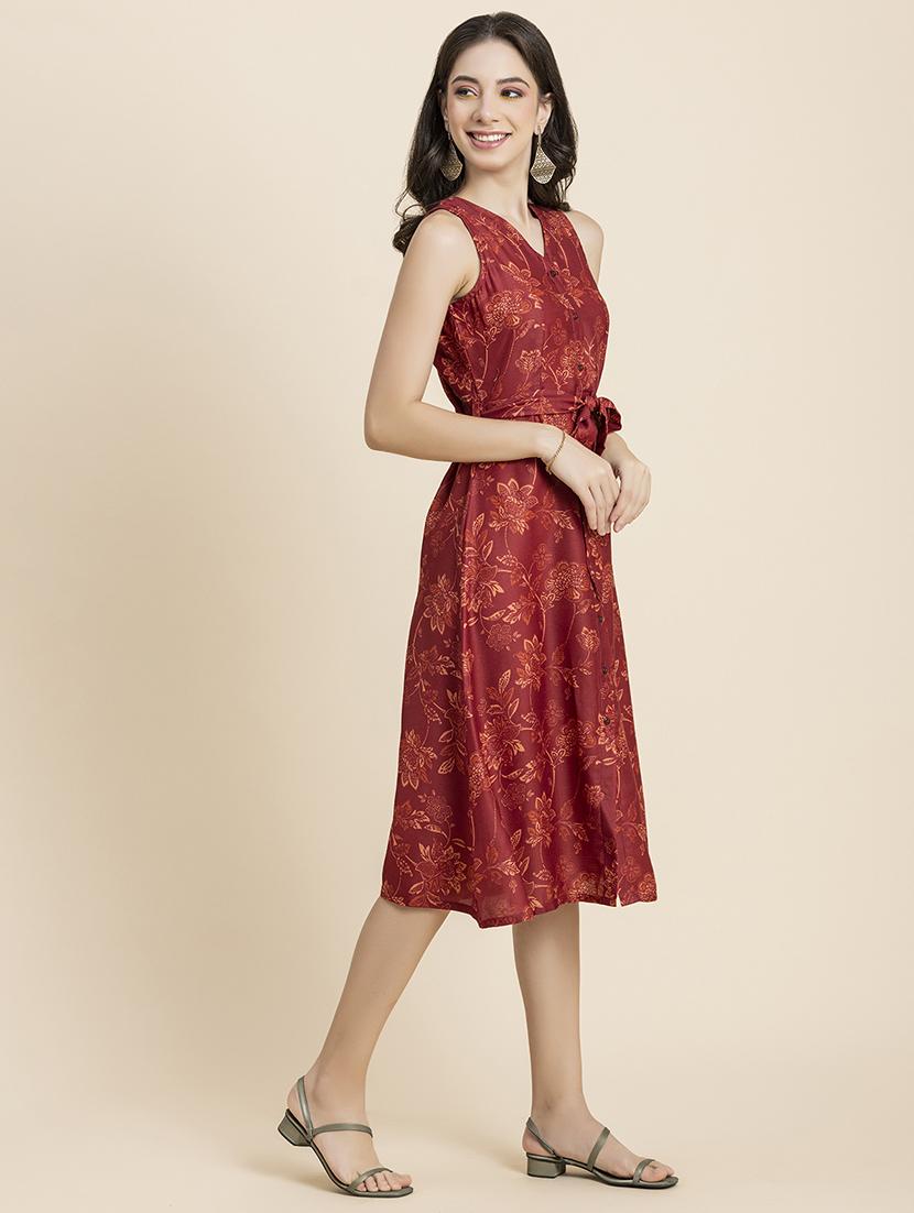 women's fit & flare floral dress - 20296526 - Standard Image - 1
