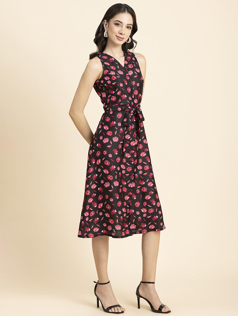 women's fit & flare floral dress - 20296528 - Standard Image - 1