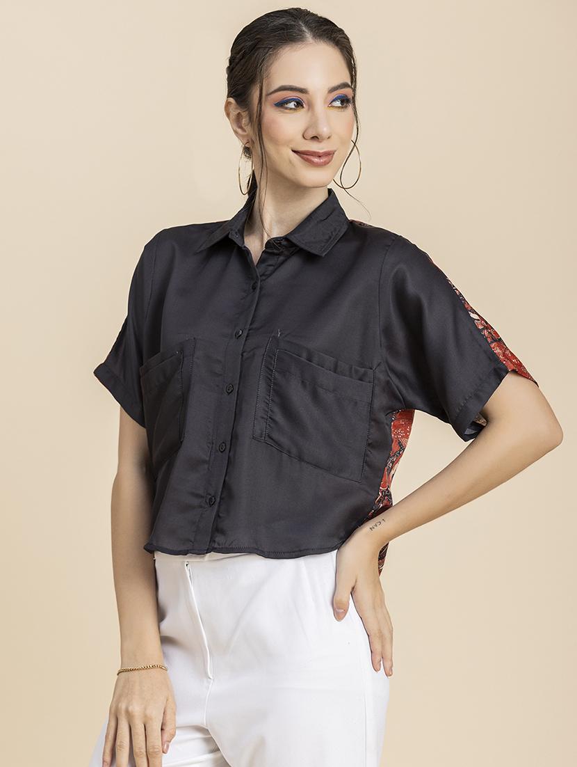 women's crop collared top - 20296759 -  Standard Image - 1