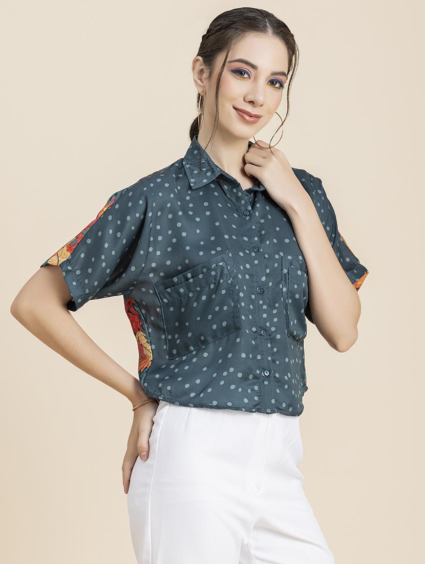 women's crop collared top - 20296760 -  Standard Image - 1