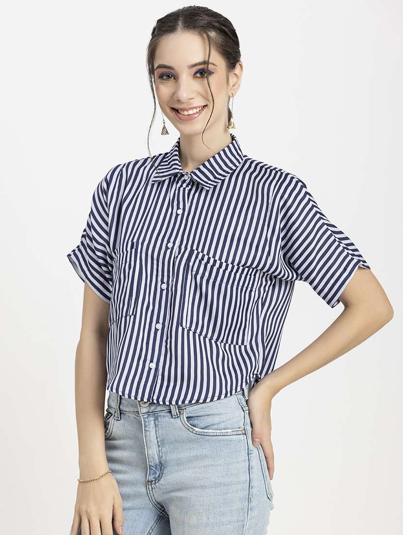 women's high-low collared top - 20296761 -  Standard Image - 1