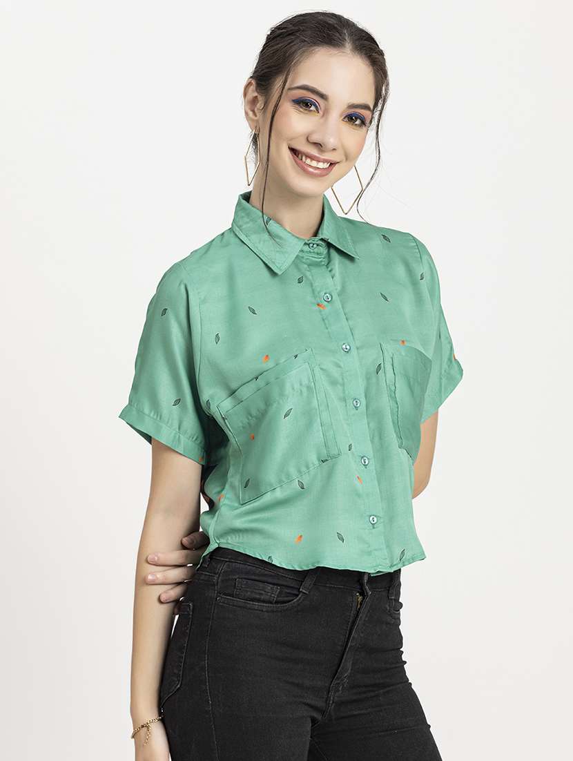 women's high-low collared top - 20296763 -  Standard Image - 1