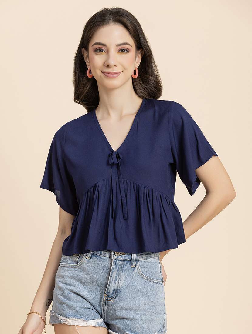 women's peplum v neck top