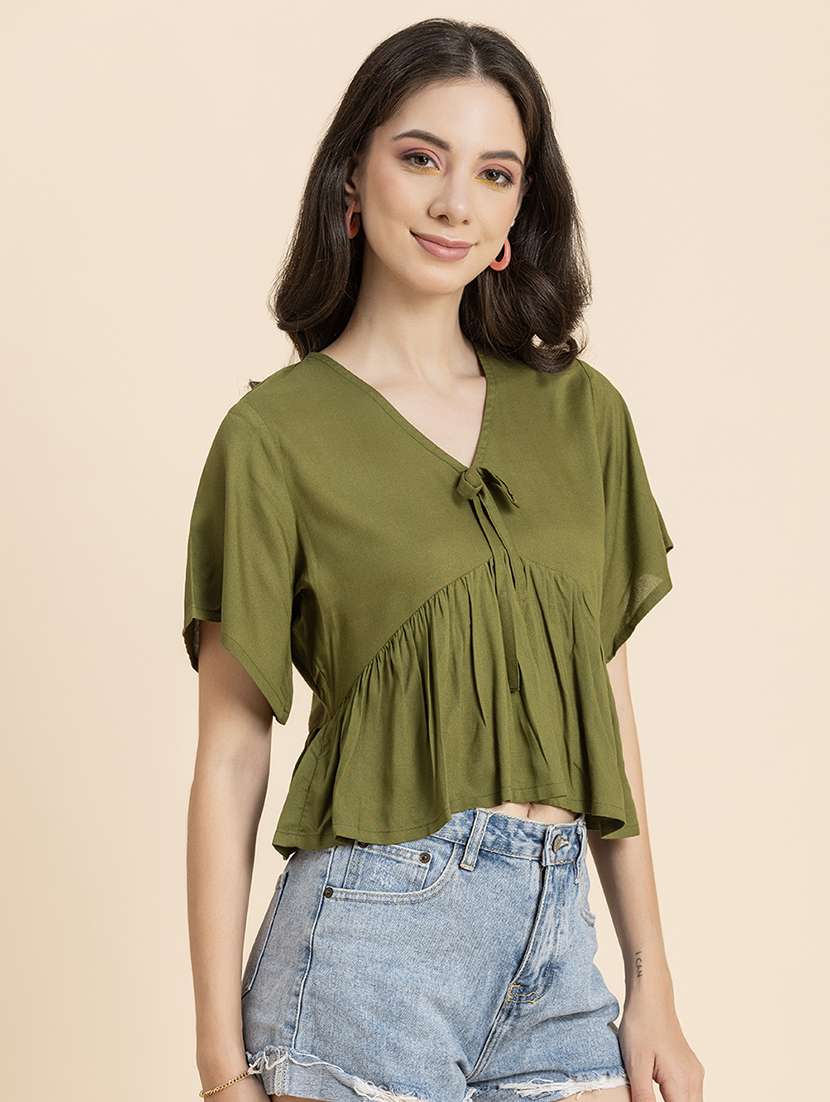 women's peplum v neck top - 20296787 -  Standard Image - 1