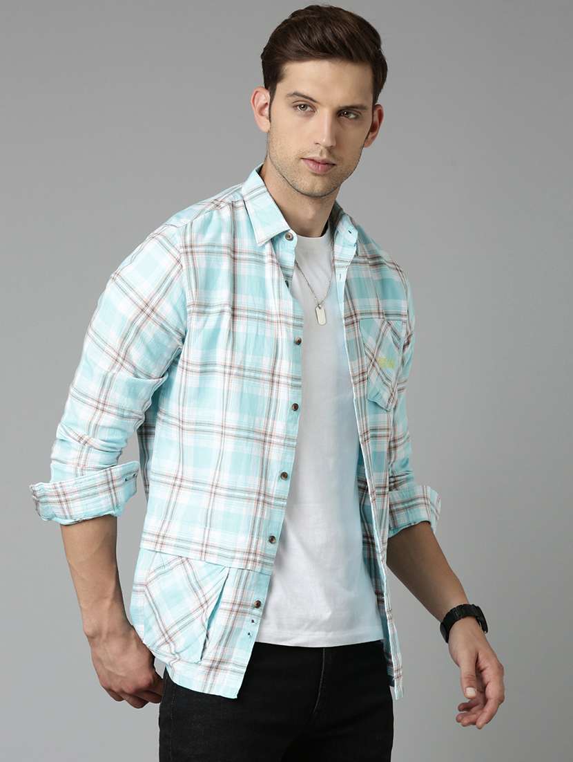 mens checks casual shirt - 20298134 -  Standard Image - 1