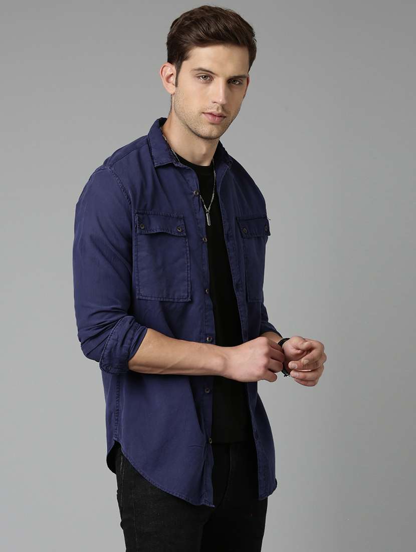 mens solid casual shirt - 20298137 -  Standard Image - 1