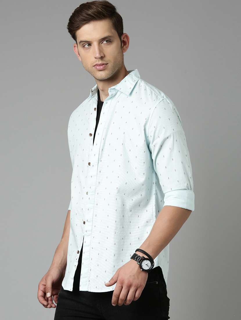 mens micro print casual shirt - 20298159 -  Standard Image - 1