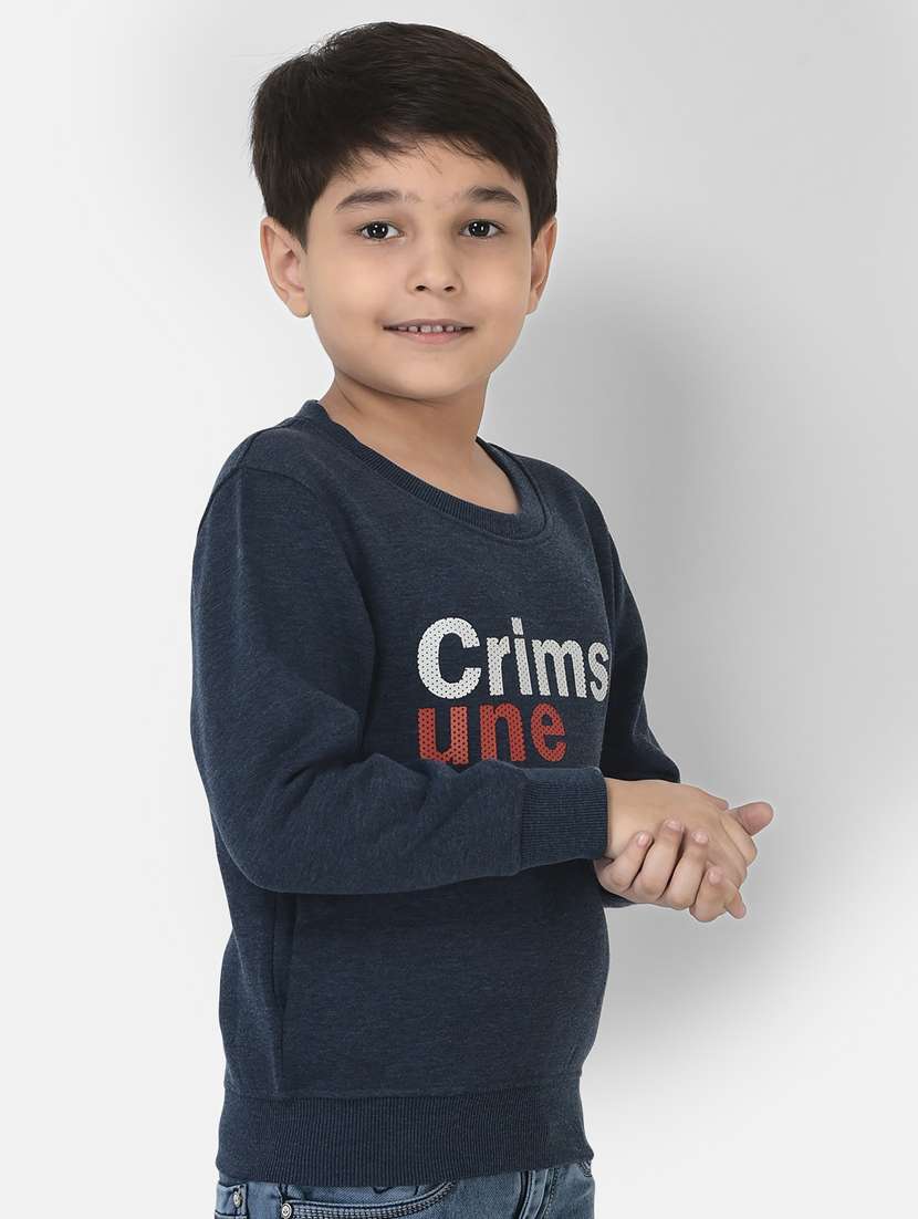 navy blue typographic print round neck sweatshirt - 20298247 -  Standard Image - 1