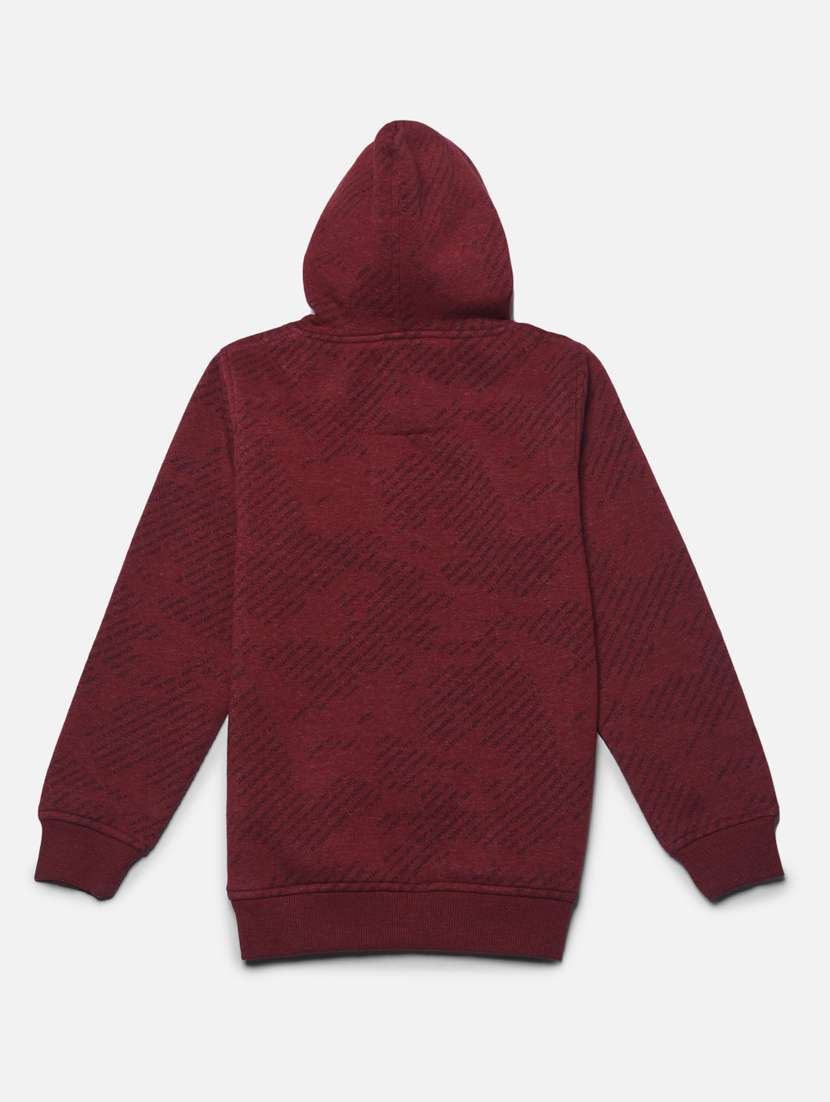 boys maroon printed cotton blend hooded sweatshirt - 20298303 -  Standard Image - 1