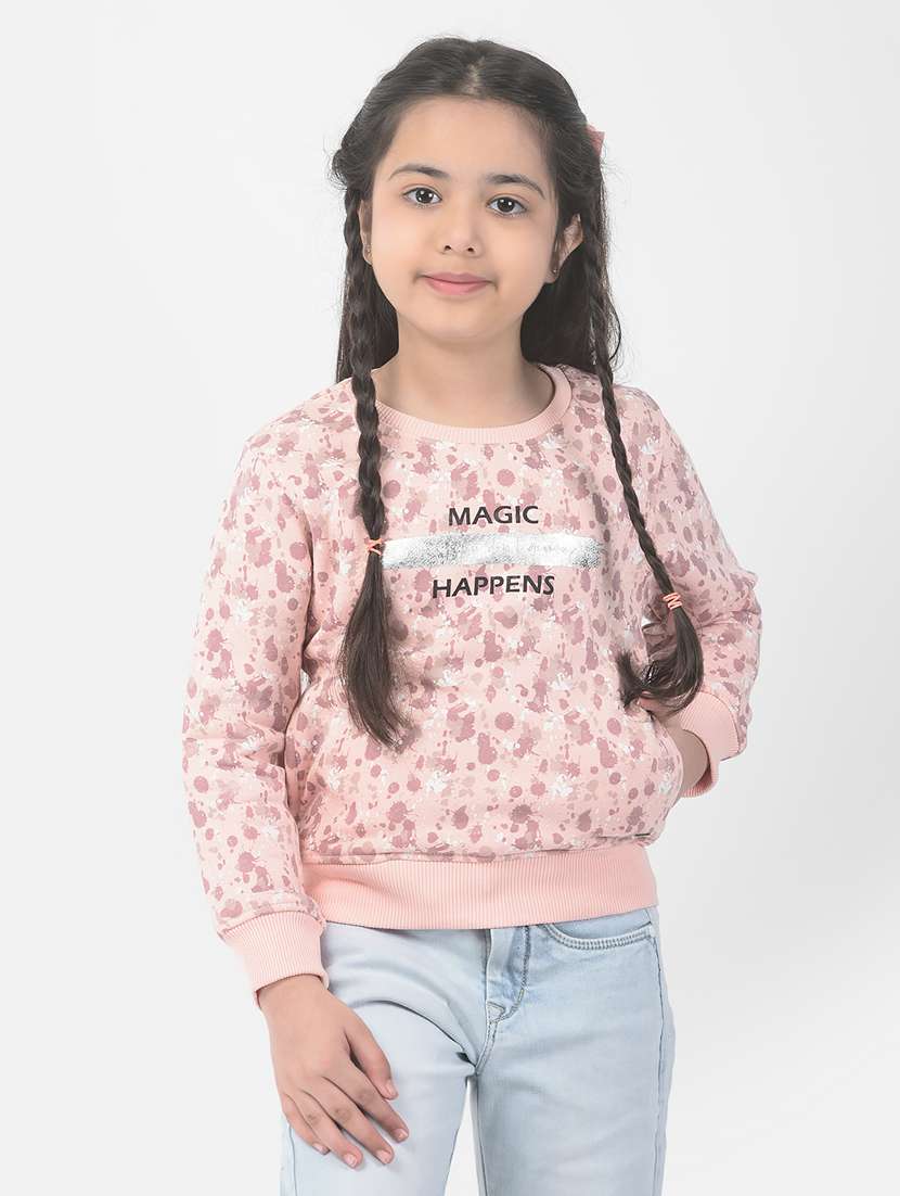 girls round neck printed sweatshirt