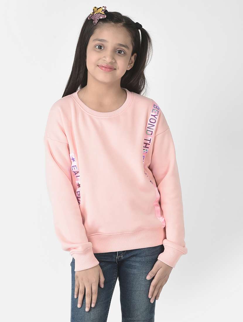 girls typography print round neck sweatshirt
