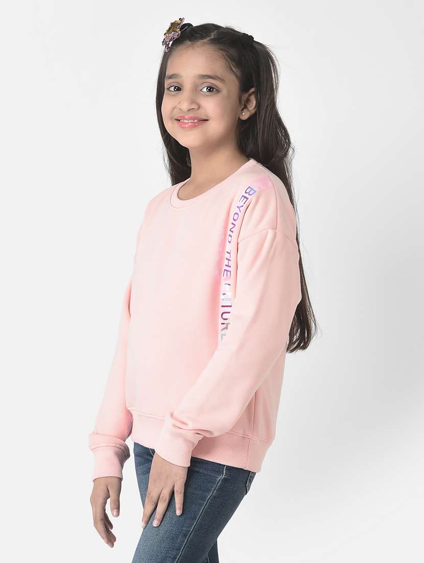 girls typography print round neck sweatshirt - 20298384 -  Standard Image - 1