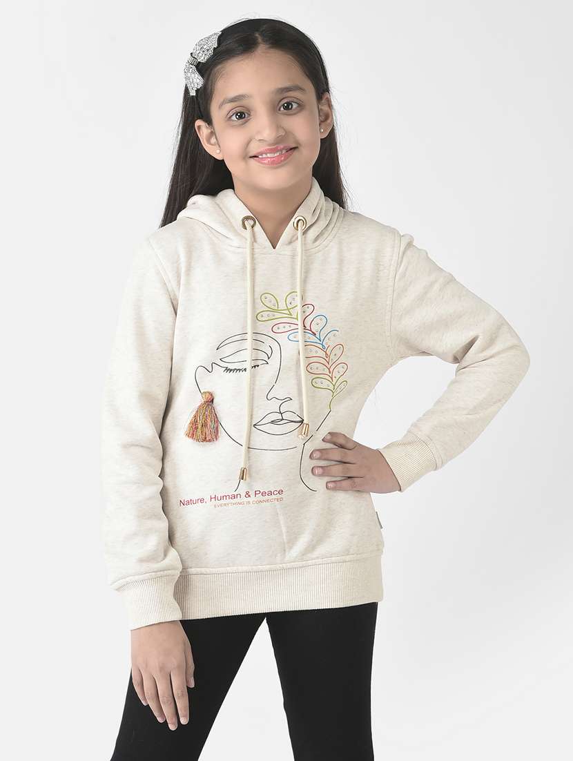 girls graphic print hooded sweatshirt