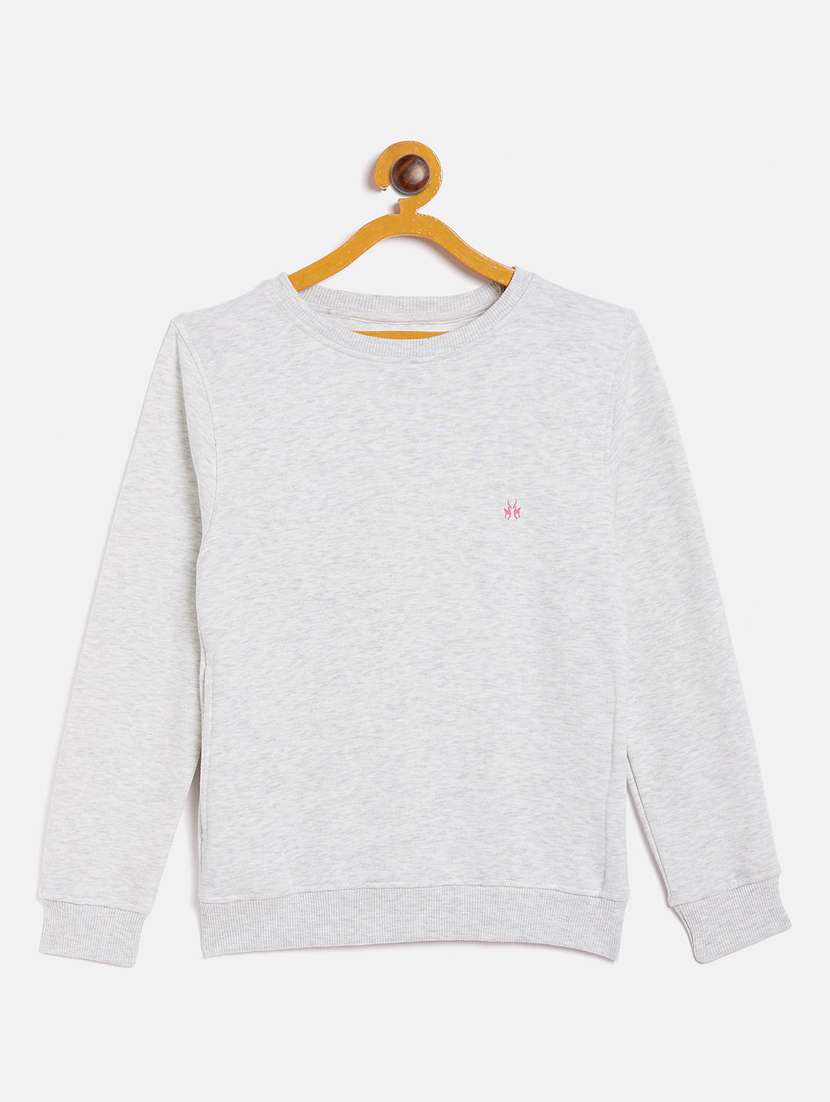 girls grey cotton blend sweatshirt