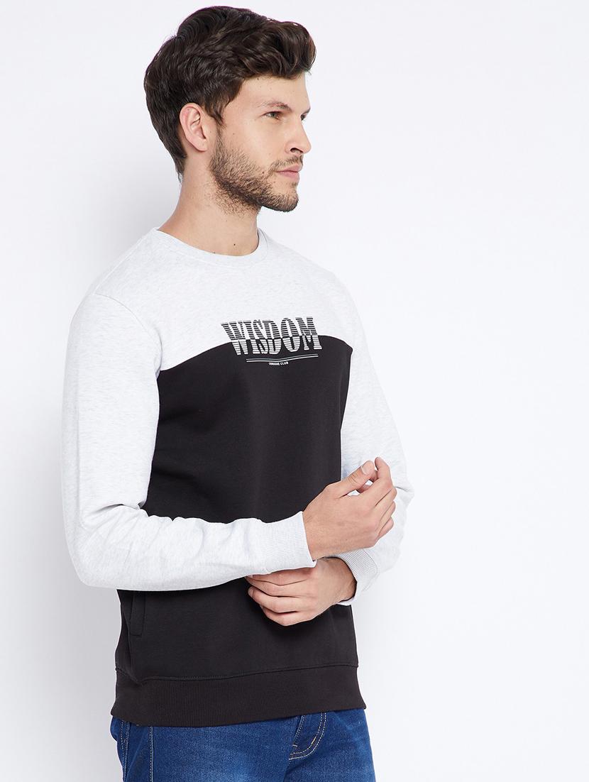 men black color block round neck sweatshirts - 20298463 - Standard Image - 1