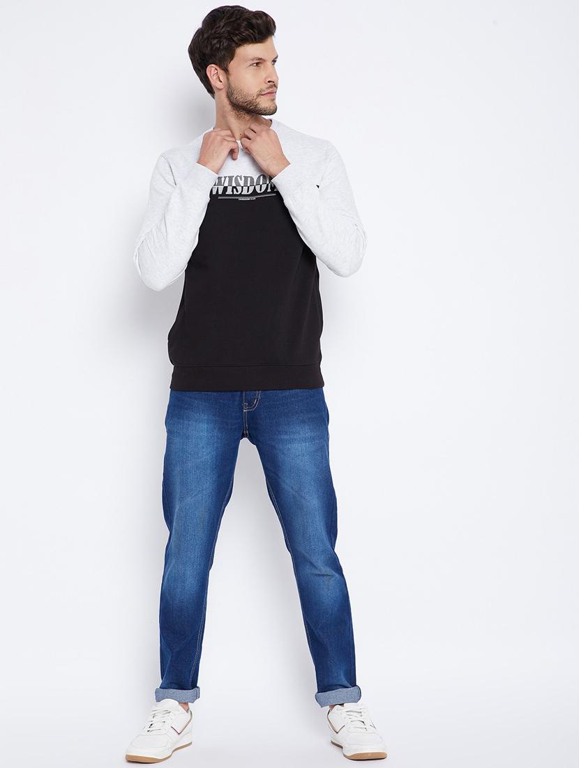 men black color block round neck sweatshirts - 20298463 - Standard Image - 4