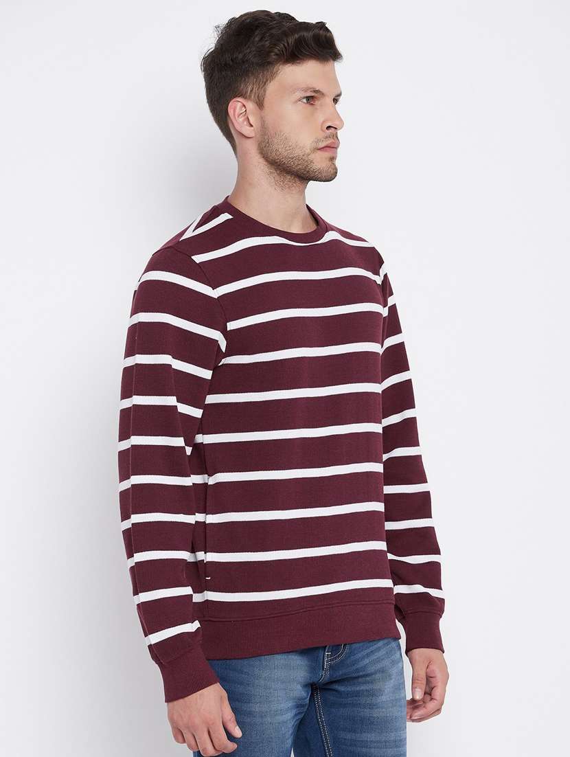 men maroon stripes sweatshirts - 20298465 -  Standard Image - 1