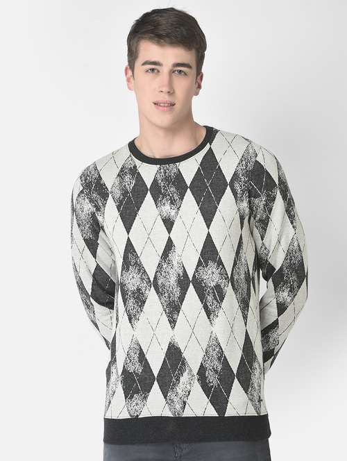men grey printed cotton blend regular sweatshirt - 20298501 - Standard Image - 0