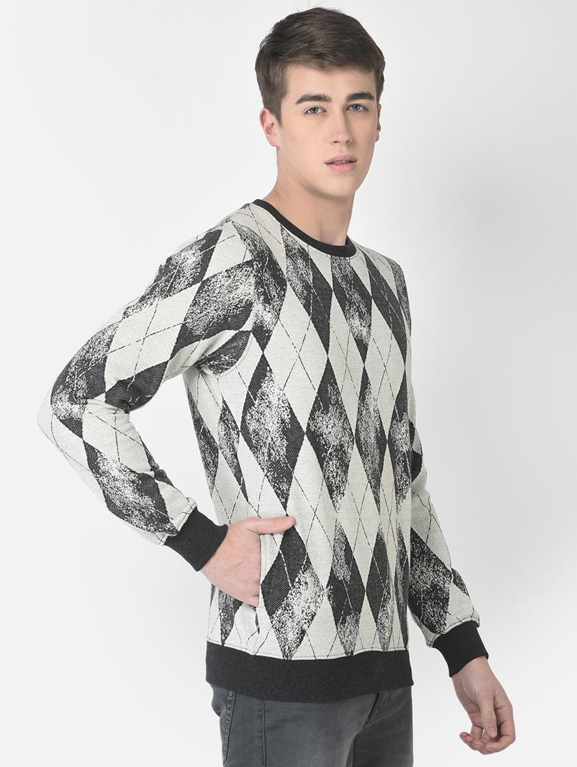 men grey printed cotton blend regular sweatshirt - 20298501 - Standard Image - 1