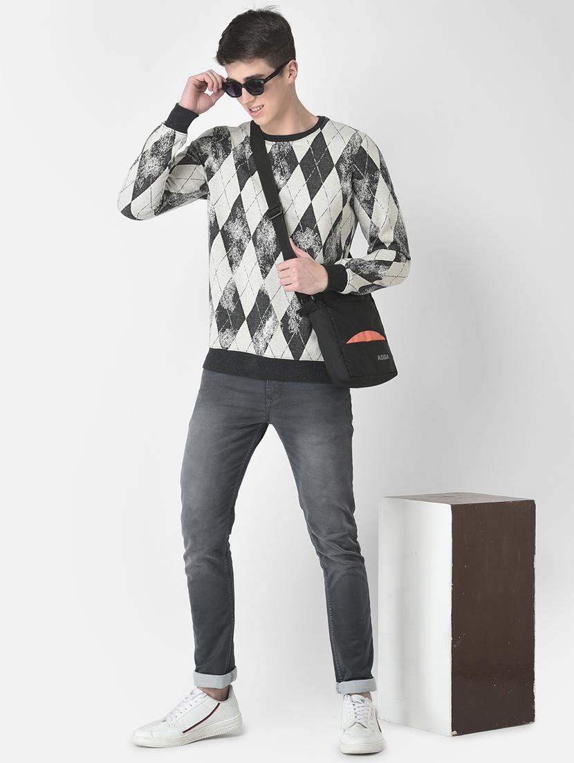 men grey printed cotton blend regular sweatshirt - 20298501 - Standard Image - 4