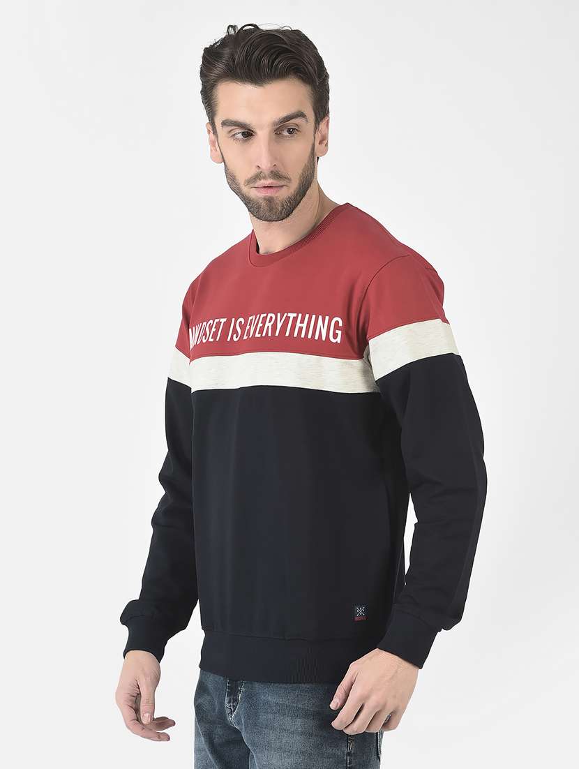 men color block cotton blend regular fit sweatshirt - 20298505 - Standard Image - 1