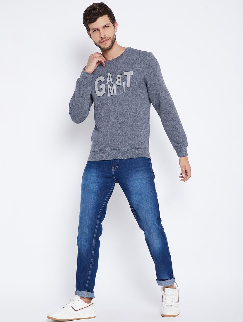 men blue cotton blend regular sweatshirt - 20298506 - Standard Image - 4