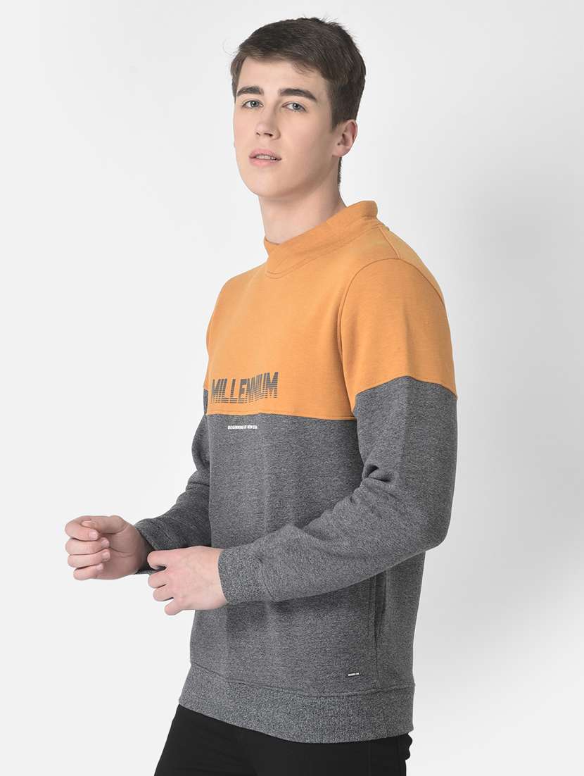 men color block long sleeve high neck sweatshirt - 20298511 - Standard Image - 1