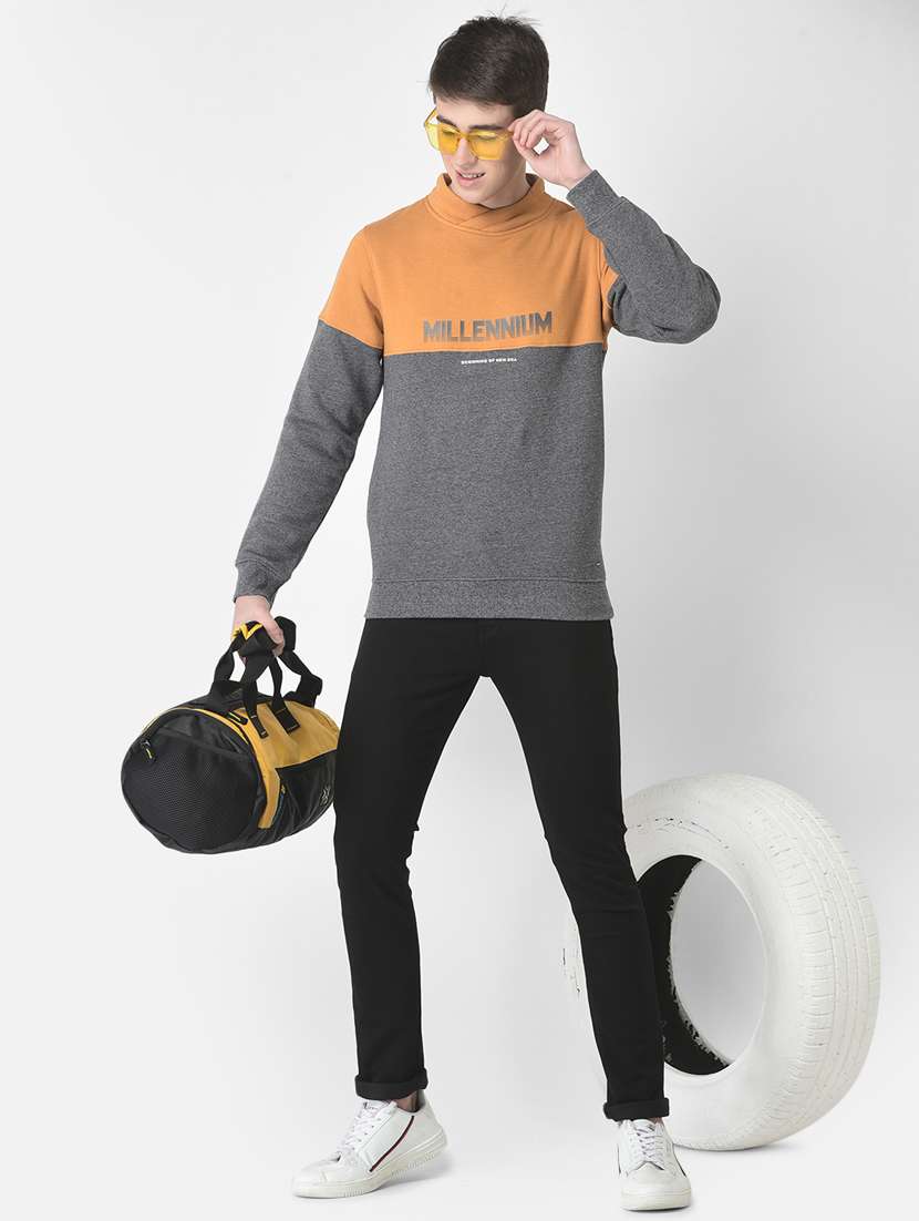 men color block long sleeve high neck sweatshirt - 20298511 - Standard Image - 4