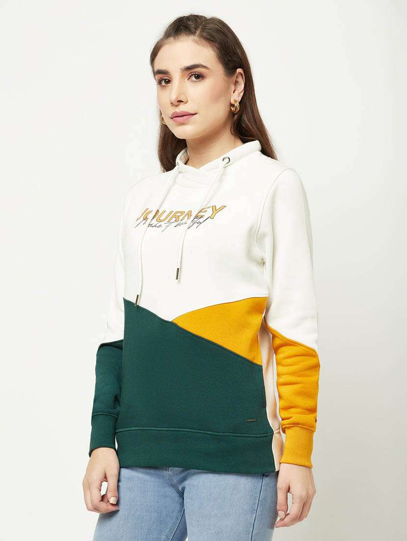 women color block cotton blend hooded sweatshirt - 20298735 -  Standard Image - 1