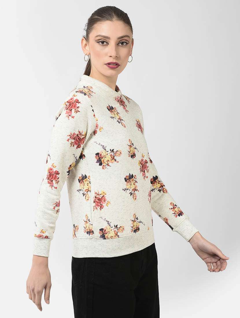 women multi color floral printed cotton blend regular sweatshirt - 20298754 -  Standard Image - 1