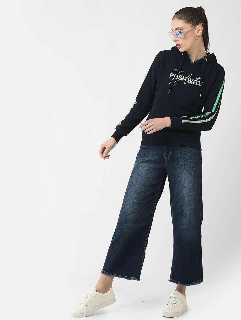 women black hooded typography print regular sweatshirt - 20298781 -  Standard Image - 4