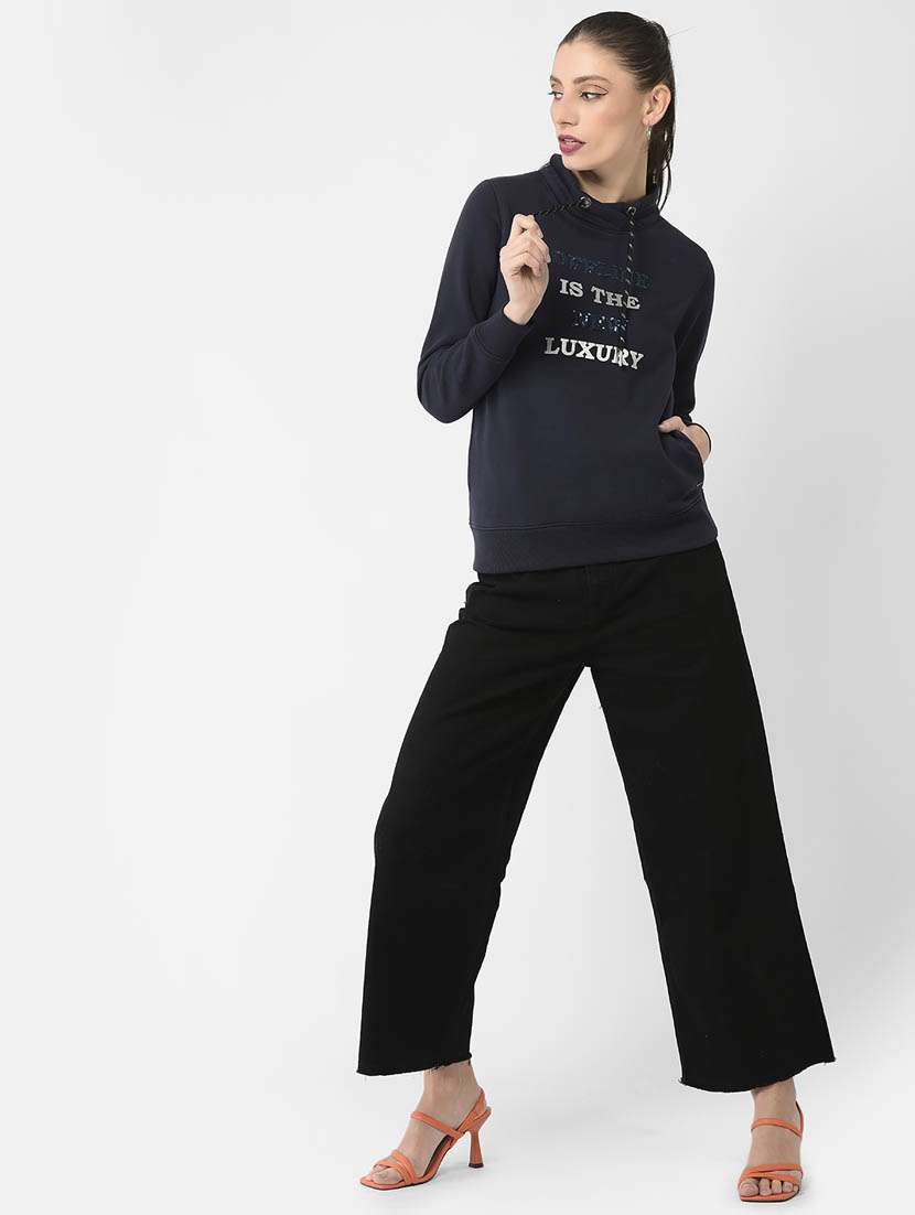 women self design black cotton blend regular sweatshirt - 20298791 -  Standard Image - 4