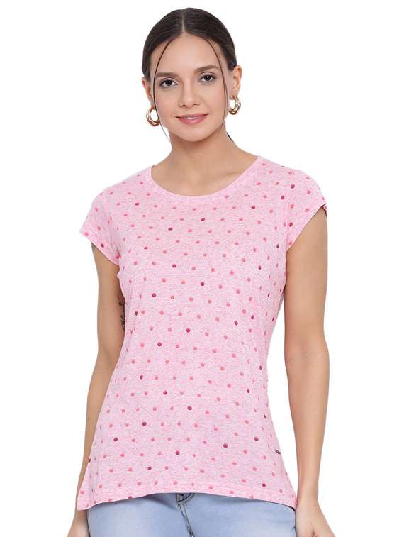 pink polka dots regular t-shirt