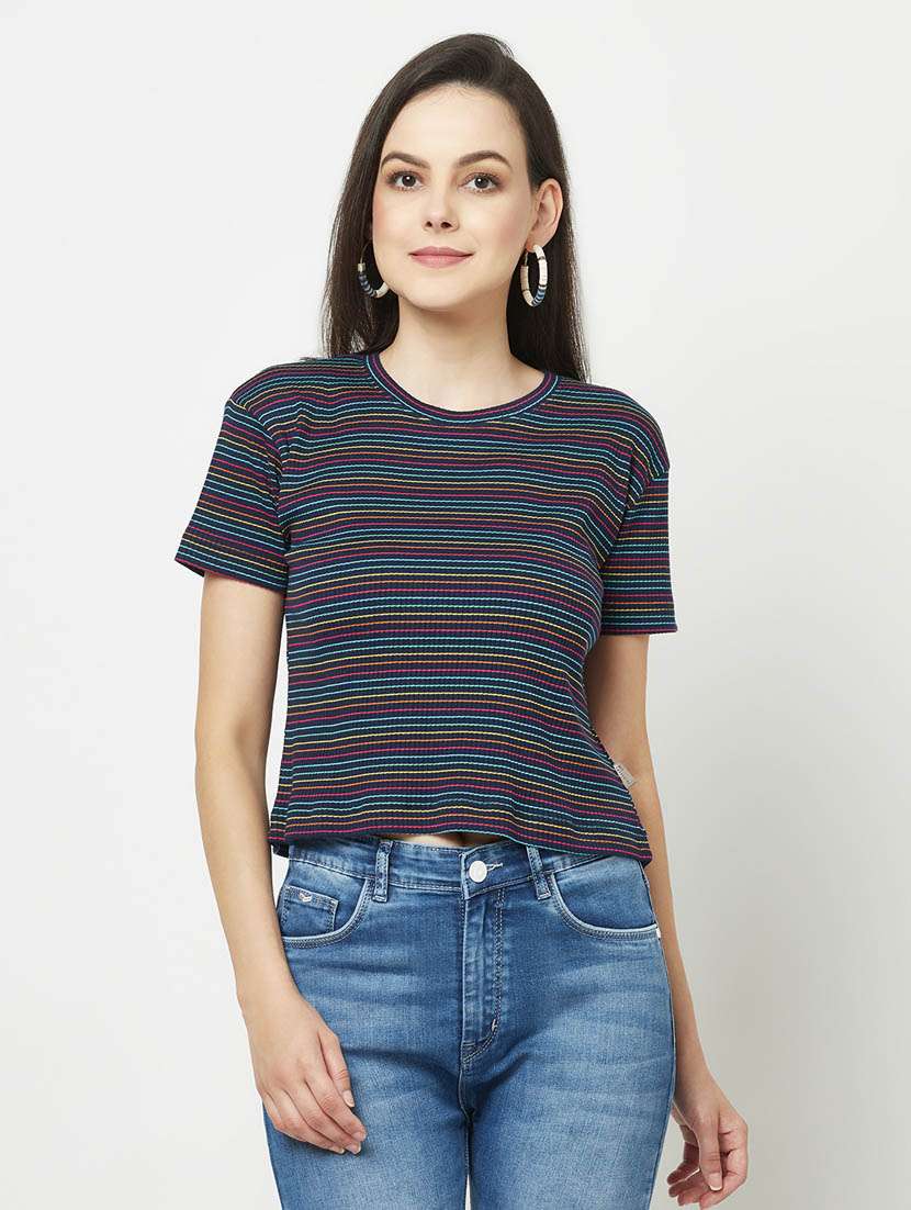 dark blue stripes regular t-shirt