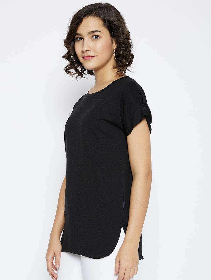black solid straight t-shirt - 20298844 -  Standard Image - 1