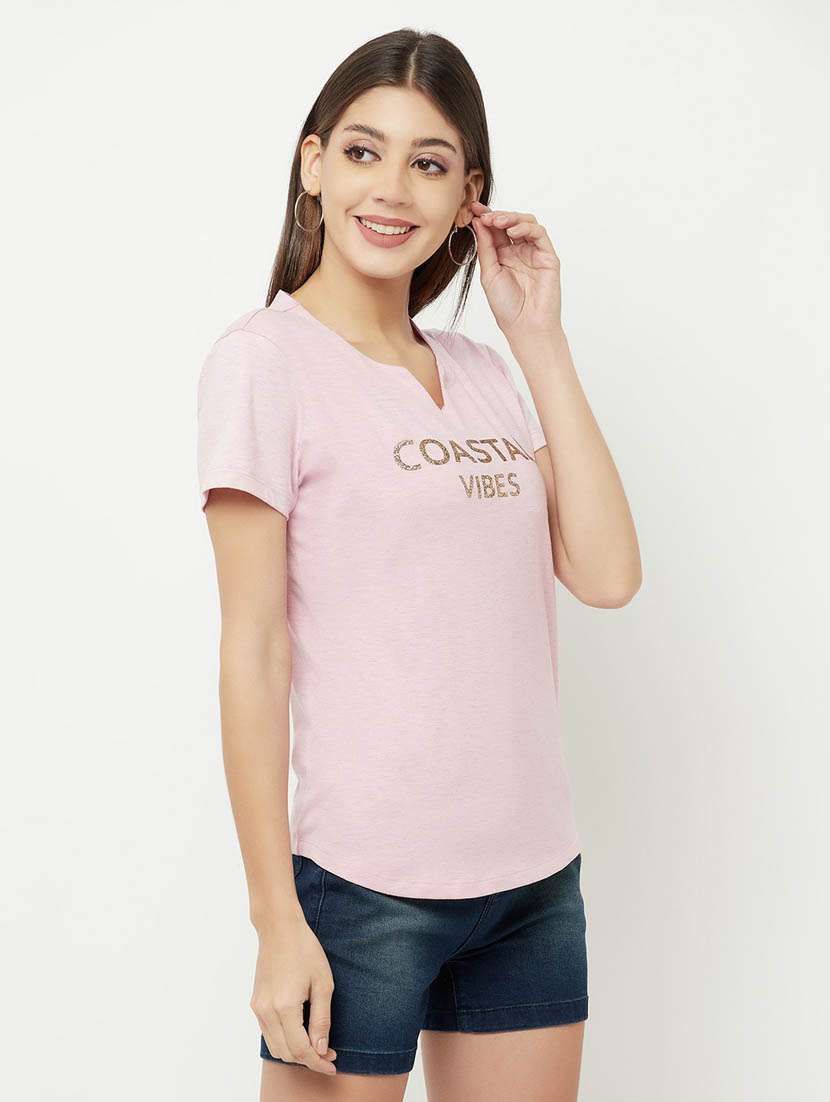 pink typography regular t-shirt - 20298853 -  Standard Image - 1