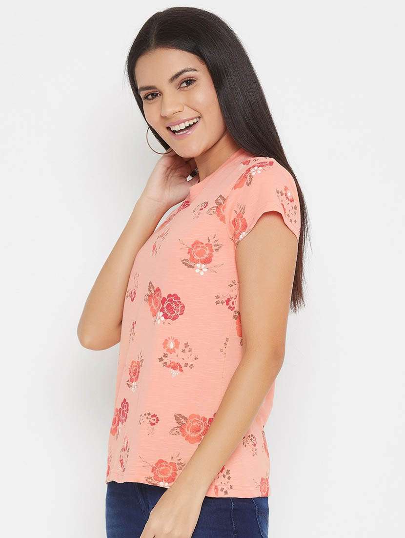 peach floral regular t-shirt - 20298858 -  Standard Image - 1