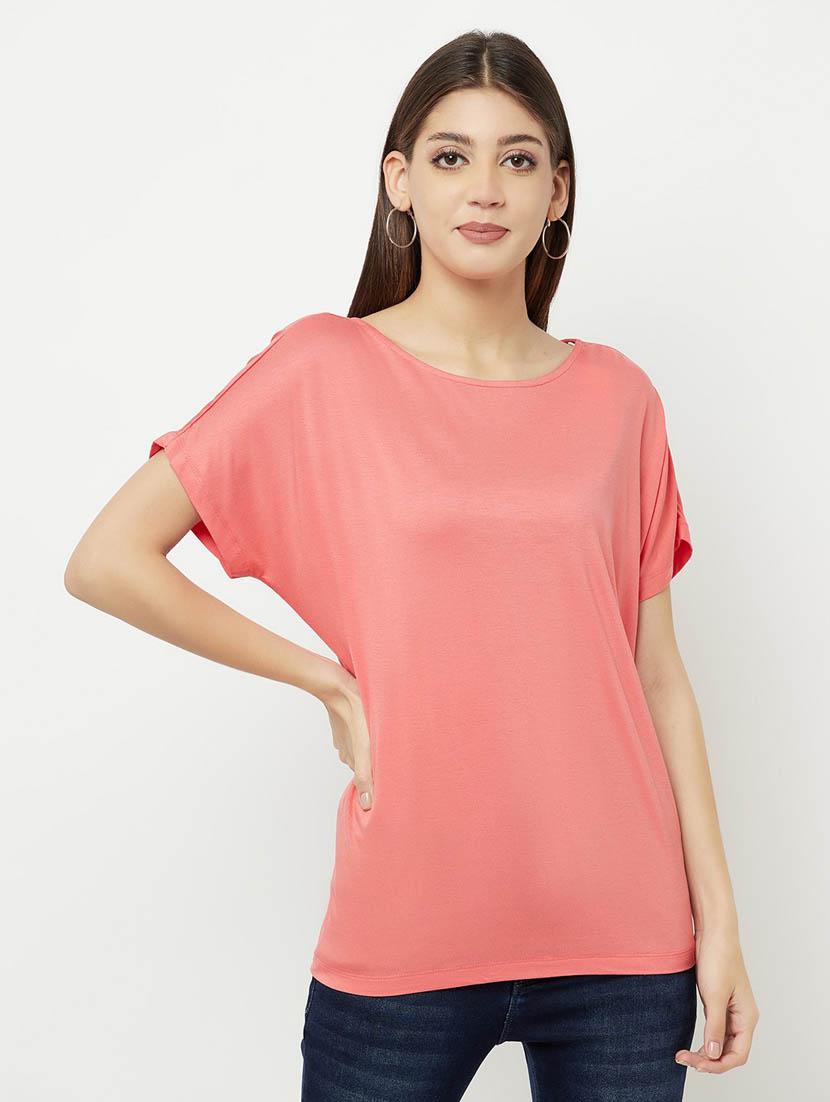 coral solid regular t-shirt - 20298859 -  Zoom Image - 0