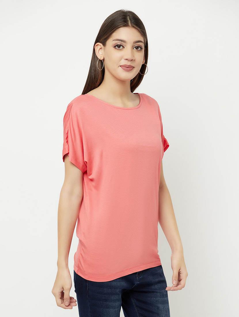 coral solid regular t-shirt - 20298859 -  Standard Image - 1