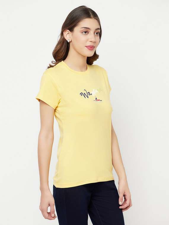 yellow typography regular t-shirt - 20298866 -  Standard Image - 1
