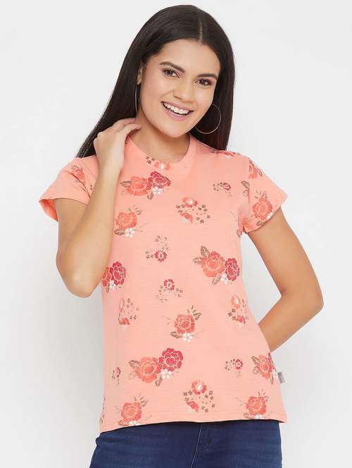 peach floral regular t-shirt - 20298870 -  Standard Image - 0