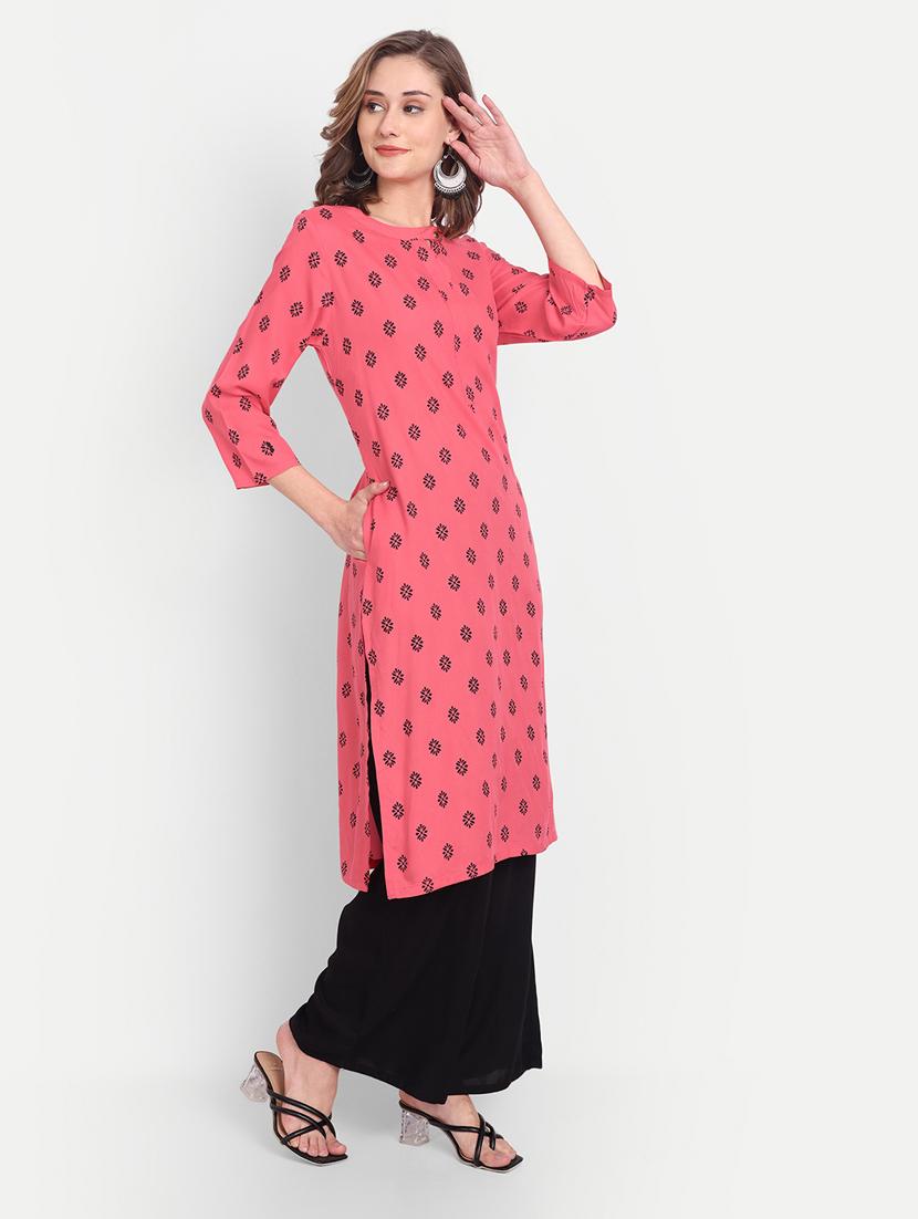 peach colored straight kurta - 20298883 -  Standard Image - 1