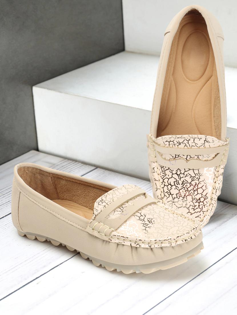 beige synthetic slip on loafers - 20298973 - Standard Image - 1