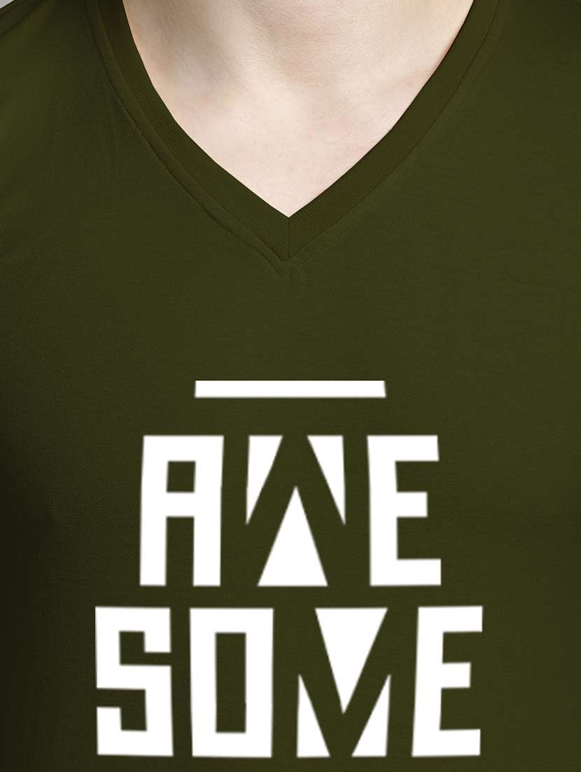 men v-neck chest printed t-shirt - 20299031 -  Standard Image - 4