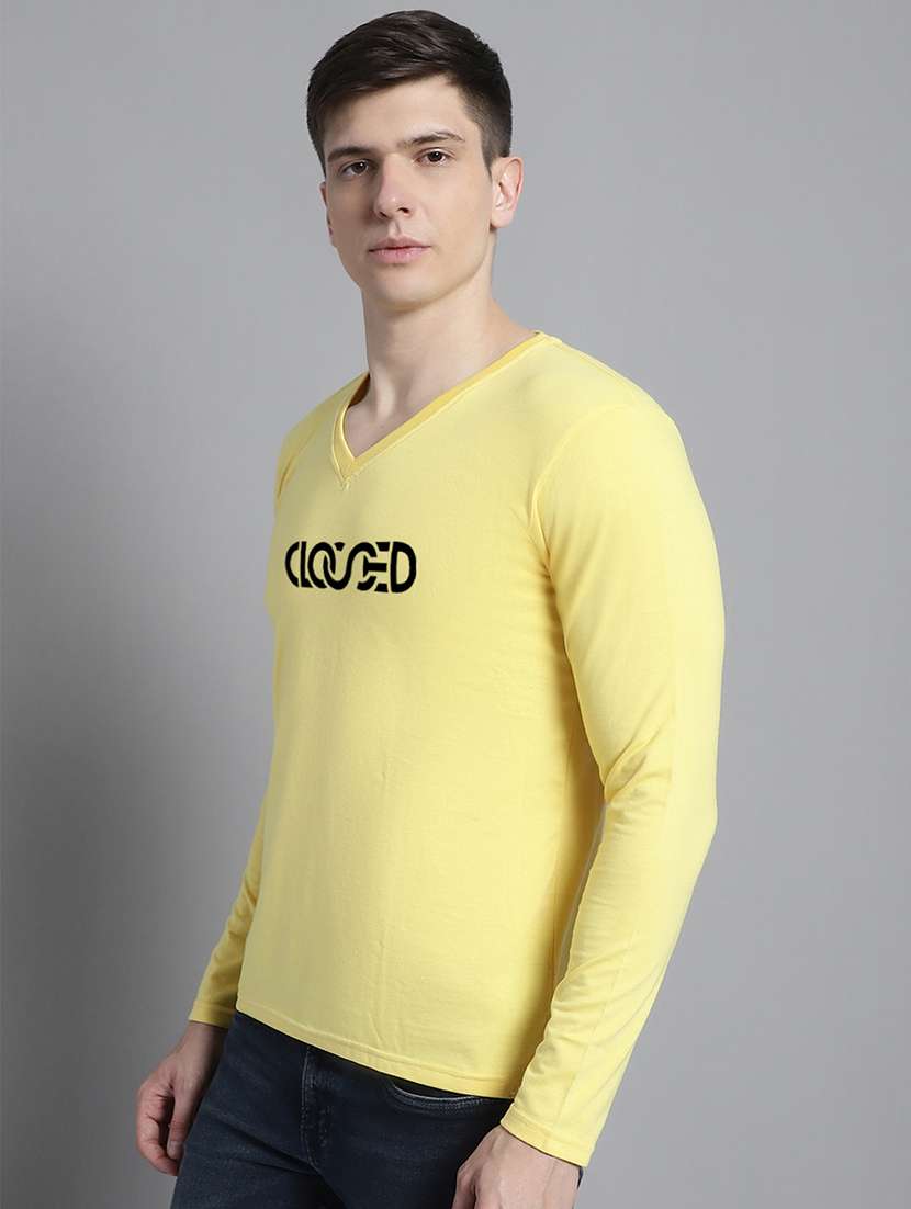 yellow cotton chest print tshirt - 20299033 - Standard Image - 1