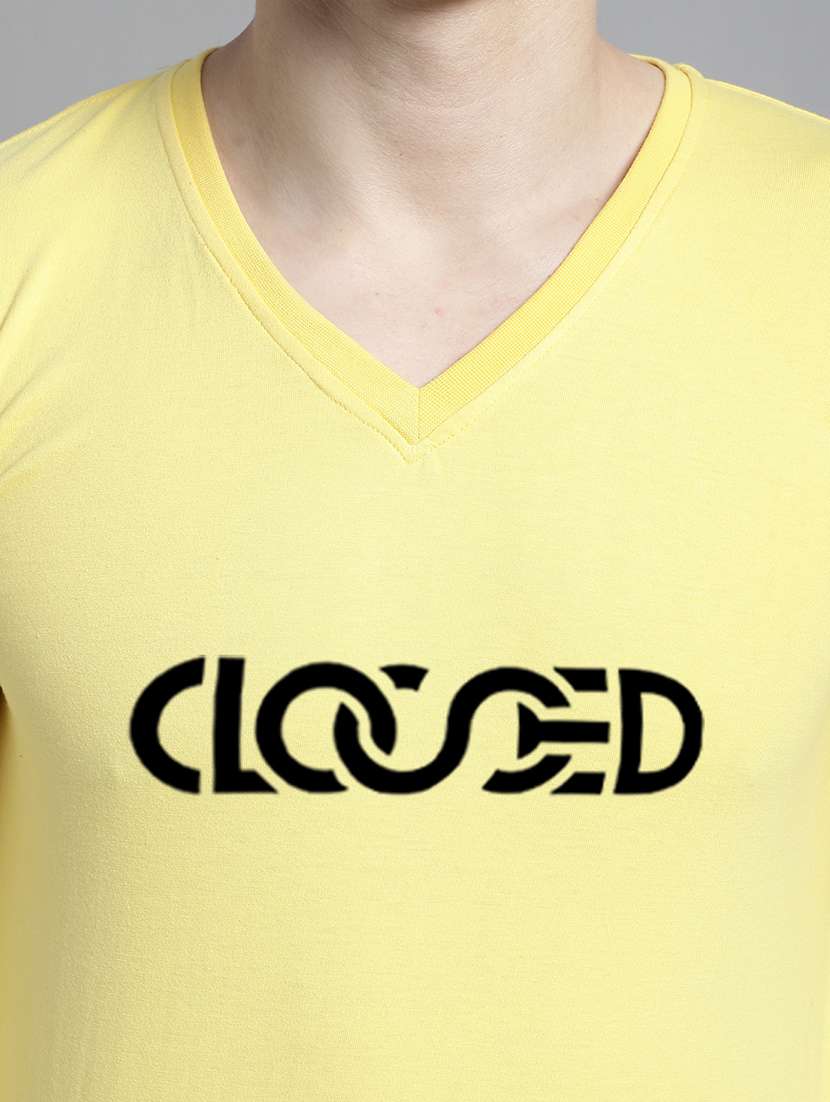 yellow cotton chest print tshirt - 20299033 - Standard Image - 4