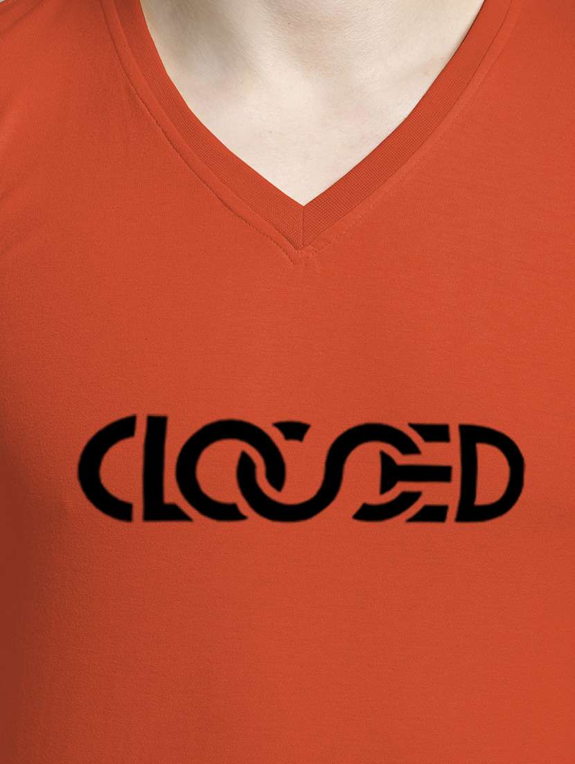 men orange cotton chest print t-shirt - 20299034 - Standard Image - 4