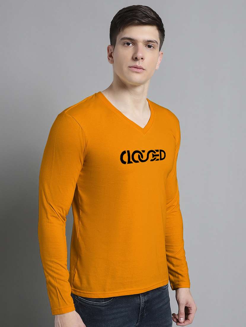 mustard cotton chest print t-shirt - 20299036 -  Standard Image - 1